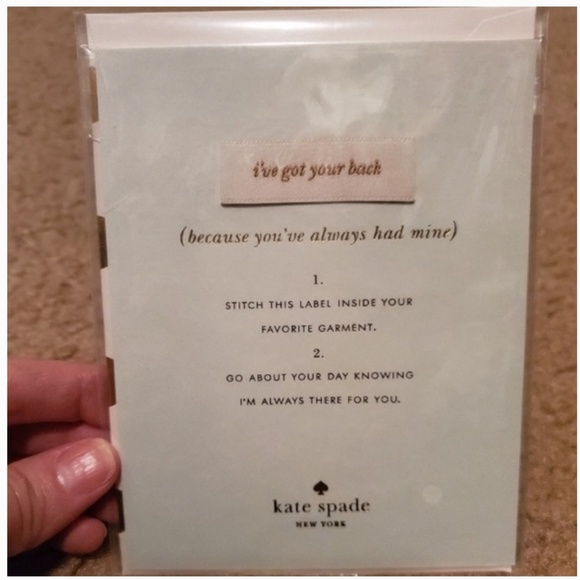 ISO kate spade sew in label card ive got your back - Picture 1 of 2